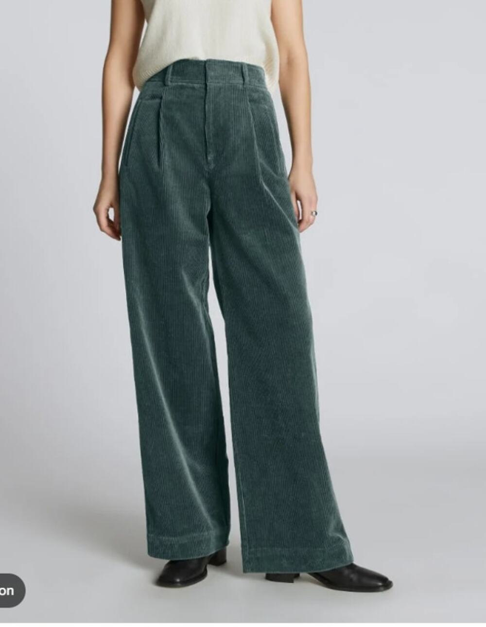 Everlane The Corduroy Way-High Drape Pant in Evergreen size 10 NWOT